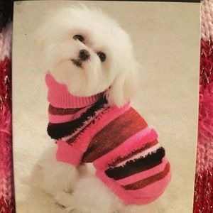 Cute Pink Fuzzy Striped Sweater For Dogs Or Cats